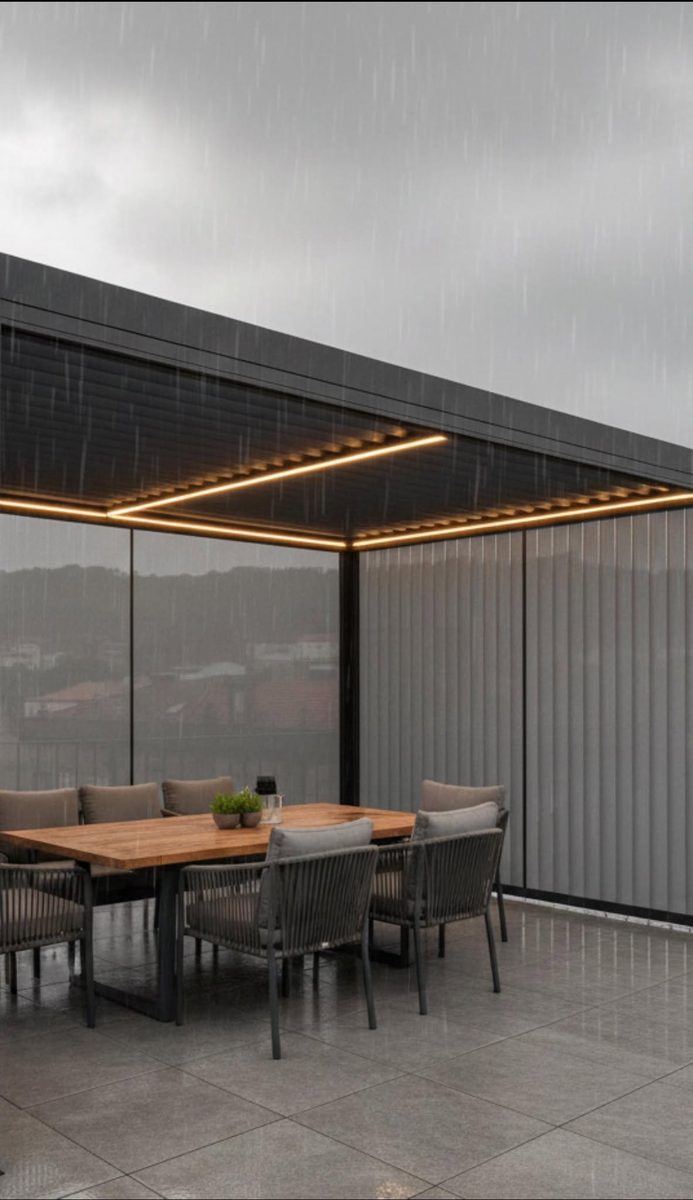 Pérgola bioclimática con iluminación LED
