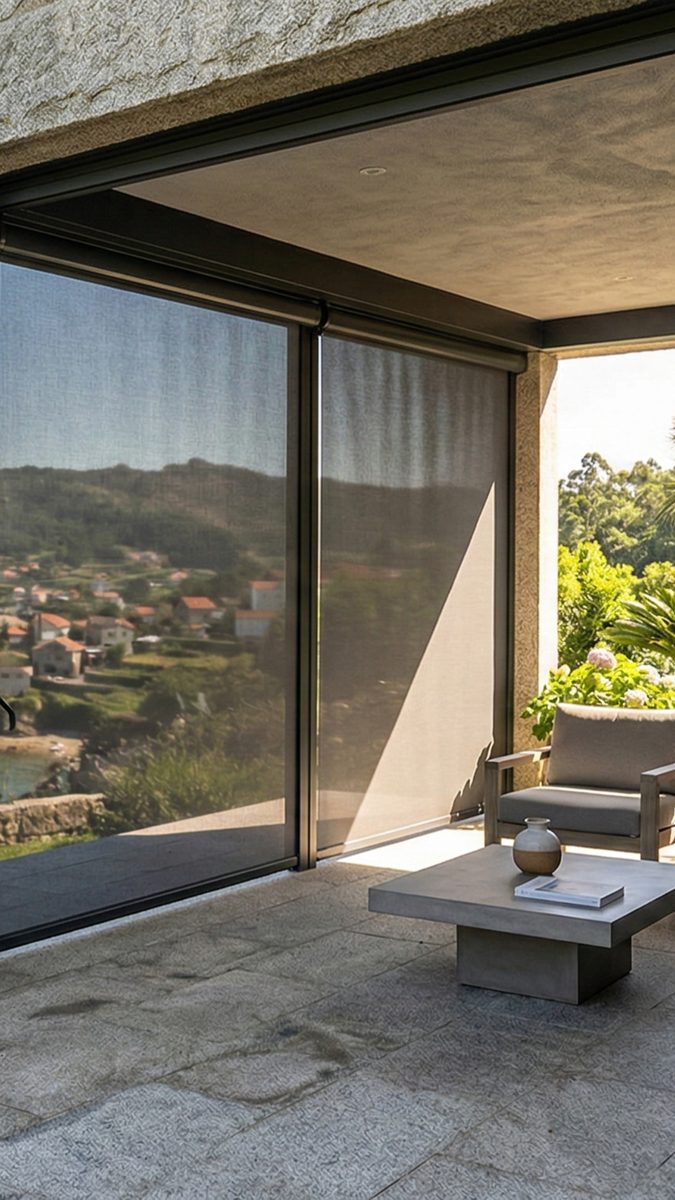 Cortinas verticales screen en terraza cubierta
